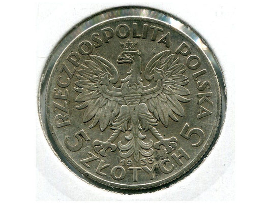POLSKA. 5 złotych 1933. Św. Jadwiga. Ag.