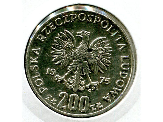 POLSKA. 200 złotych 1975. 30 rocznica zwycięstwa nad faszyzmem. Ag.