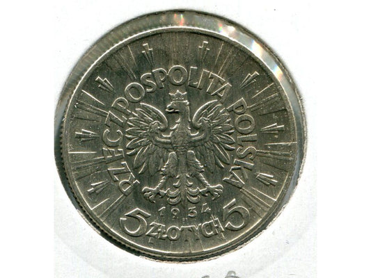 POLSKA. 5 złotych 1934. Piłsudski, Ag.