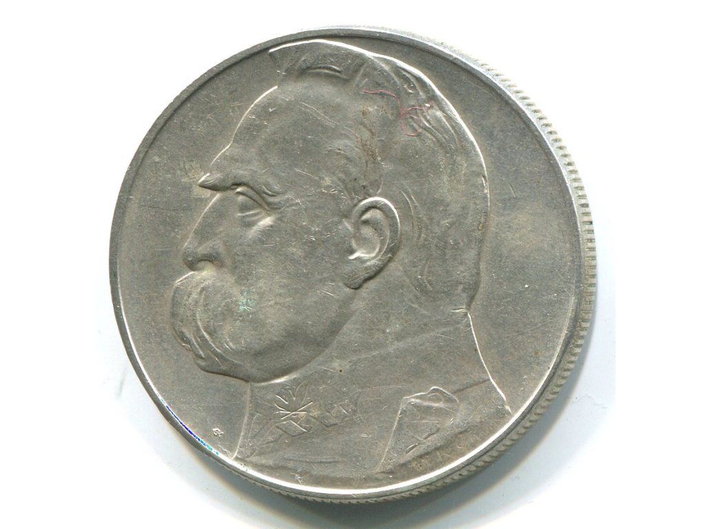 POLSKA. 10 złotych 1937. Piłsudski. Ag.