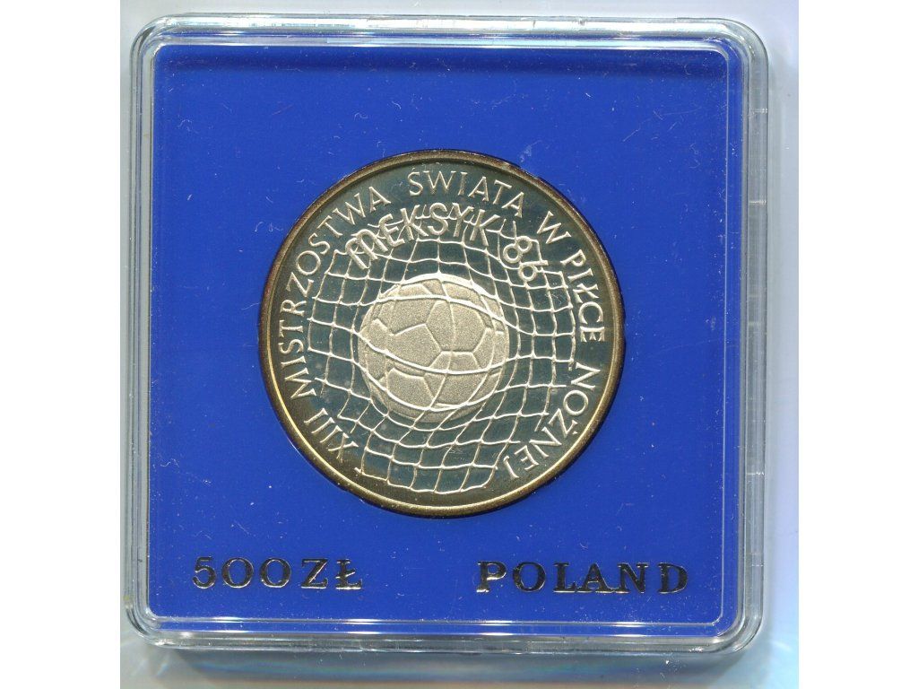 POLSKA. 500 złotych 1986. Puchar Świata - Meksyk `86. DOWÓD. Ag.