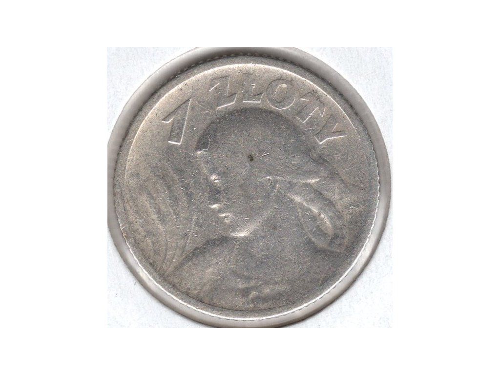 POLSKA. 1 złoty 1924. Róg i pochodnia Ag.