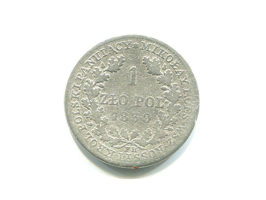POLSKA. 1 złoty słupek 1830/FH. Ag.