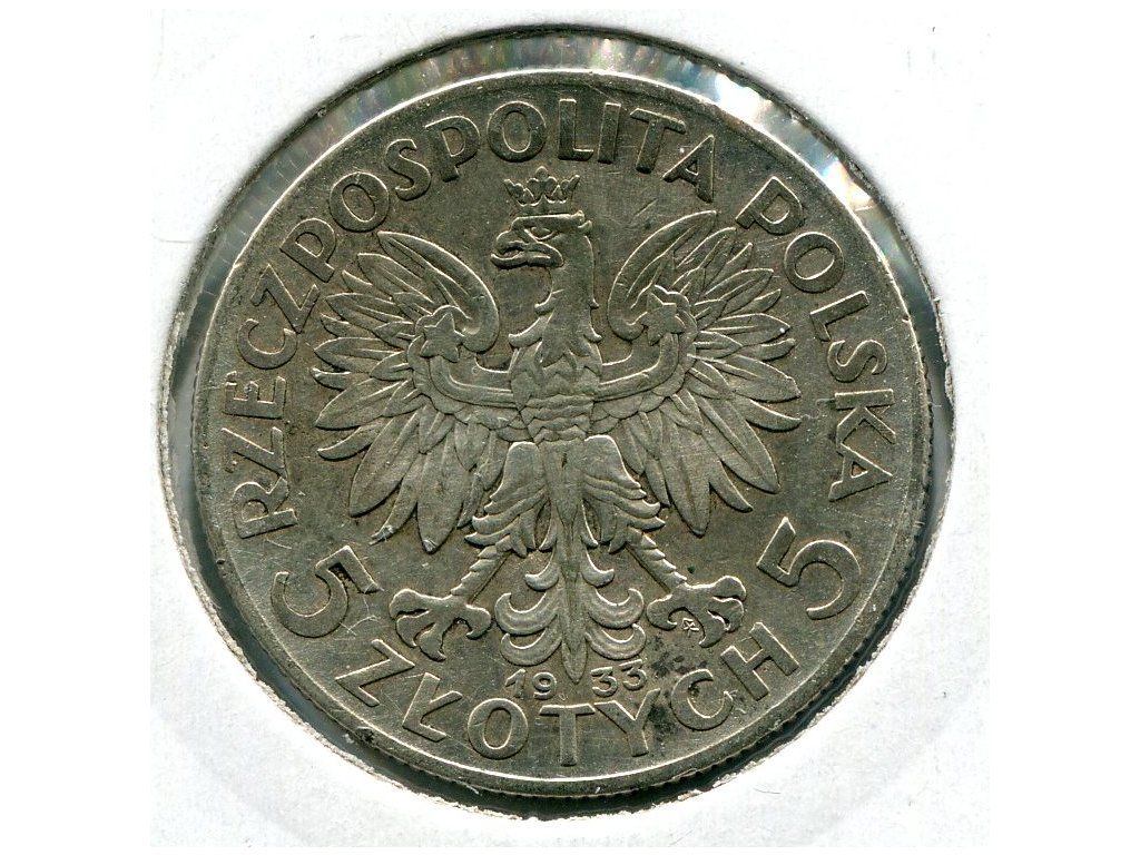 POLSKA. 5 złotych 1933. Św. Jadwiga. Ag.