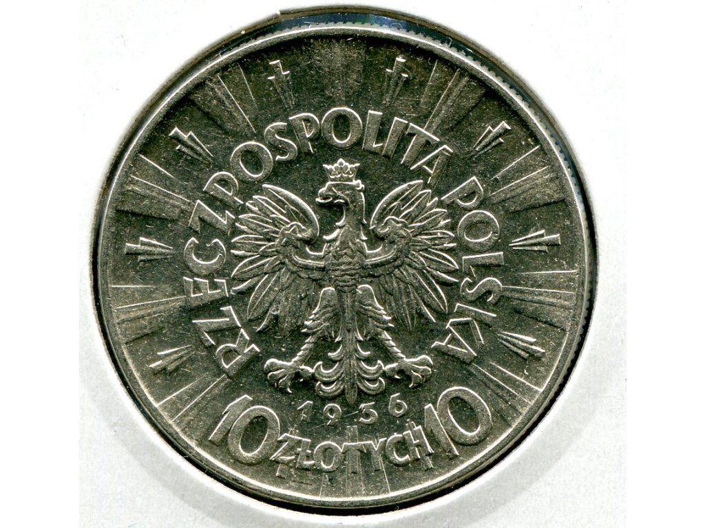 POLSKA. 10 złotych 1936. Piłsudski. Ag.