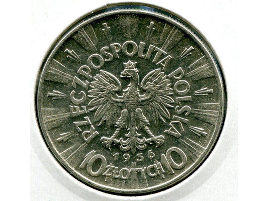 POLSKA. 10 złotych 1936. Piłsudski. Ag.