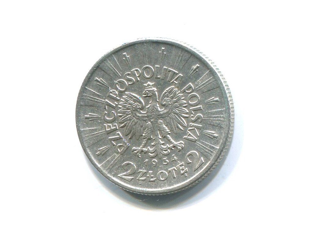 POLSKA. 2 złote 1934. Piłsudski. Ag.