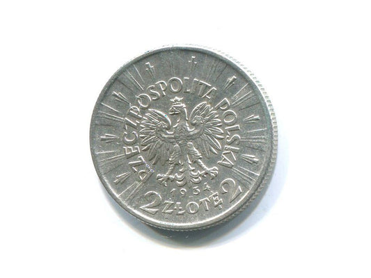 POLSKA. 2 złote 1934. Piłsudski. Ag.