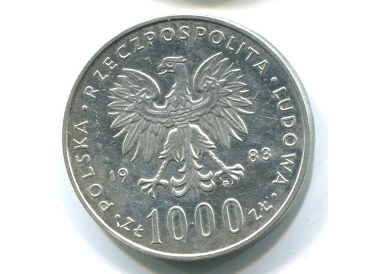 POLSKA. 1000 złotych 1983. Jan Paweł II. Ag.