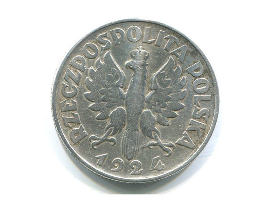 POLSKA. 2 złote 1924, stempel odwrócony Ag.