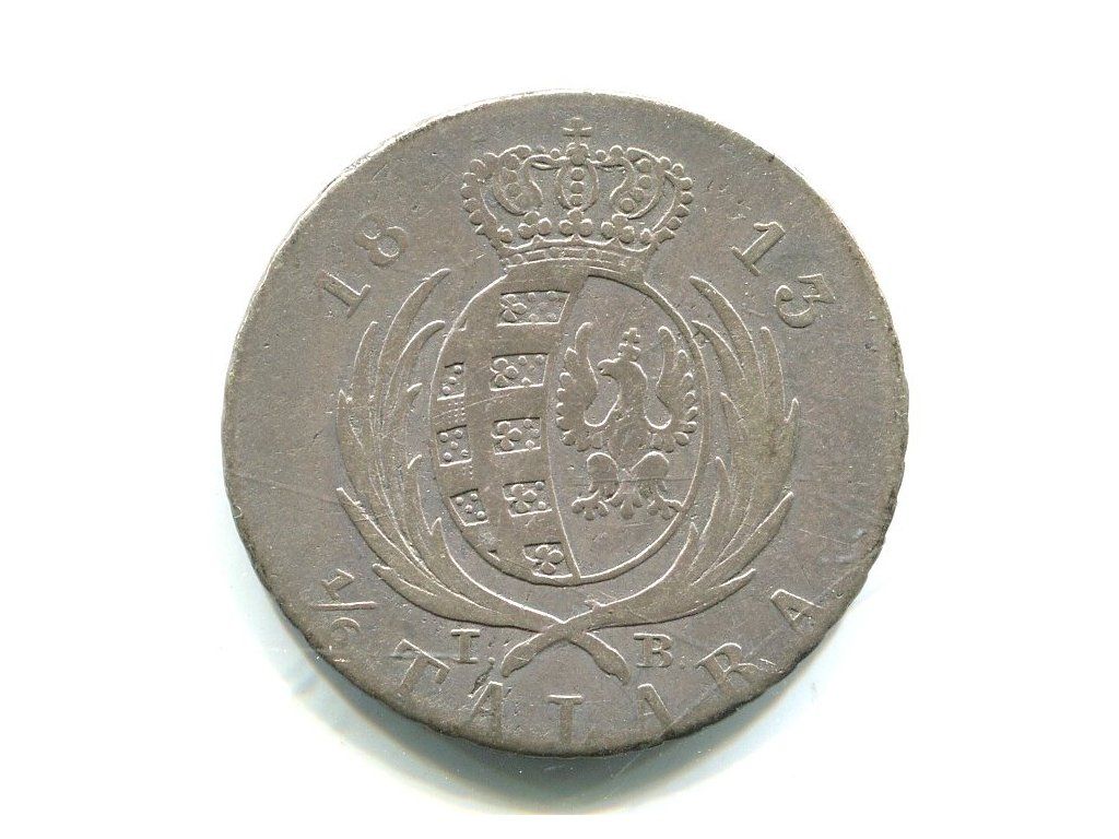 SACHSEN - Polska / Polska. 1/6 talary 1813. Ag.