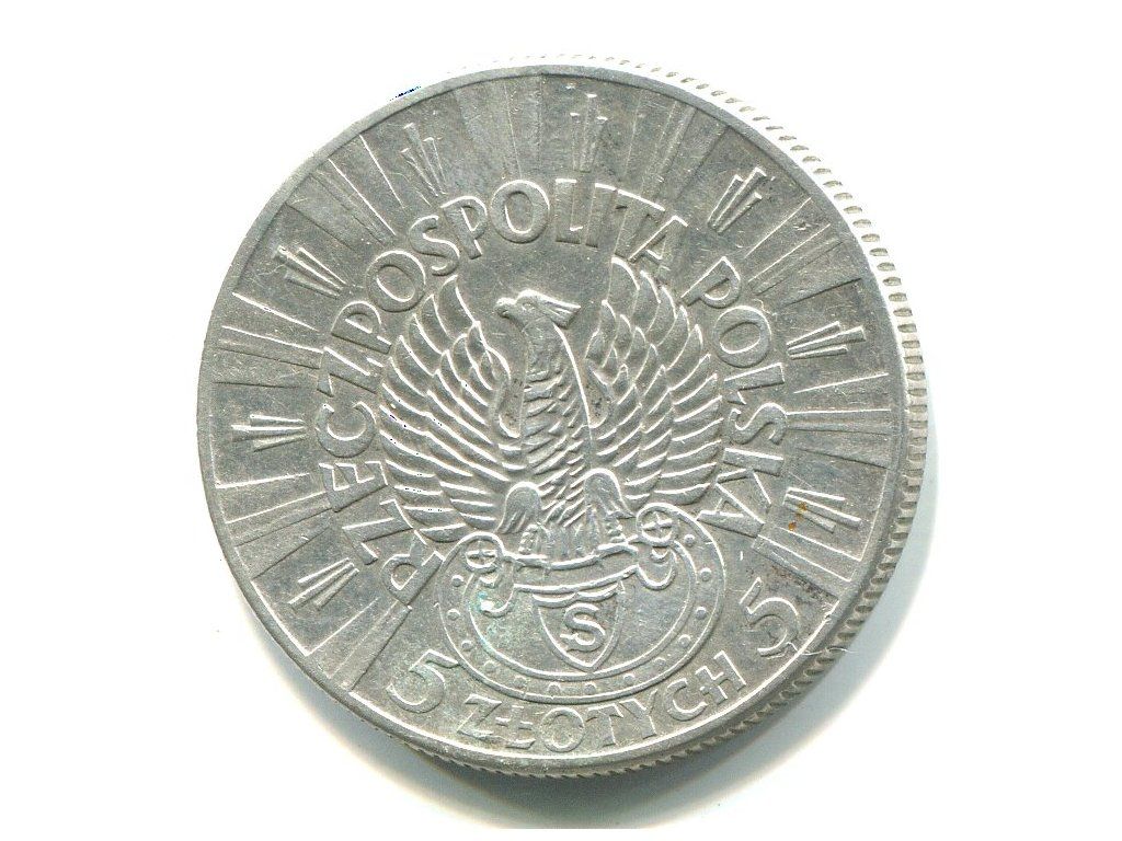POLSKA. 5 złotych 1934. Piłsudski, Orzeł strzelecki. Ag.