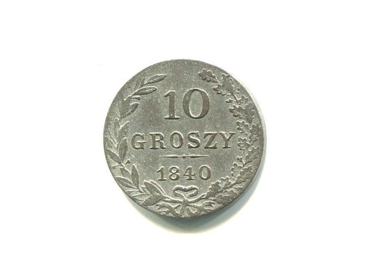 POLSKA. 10 groszy 1840/MW. Ag.