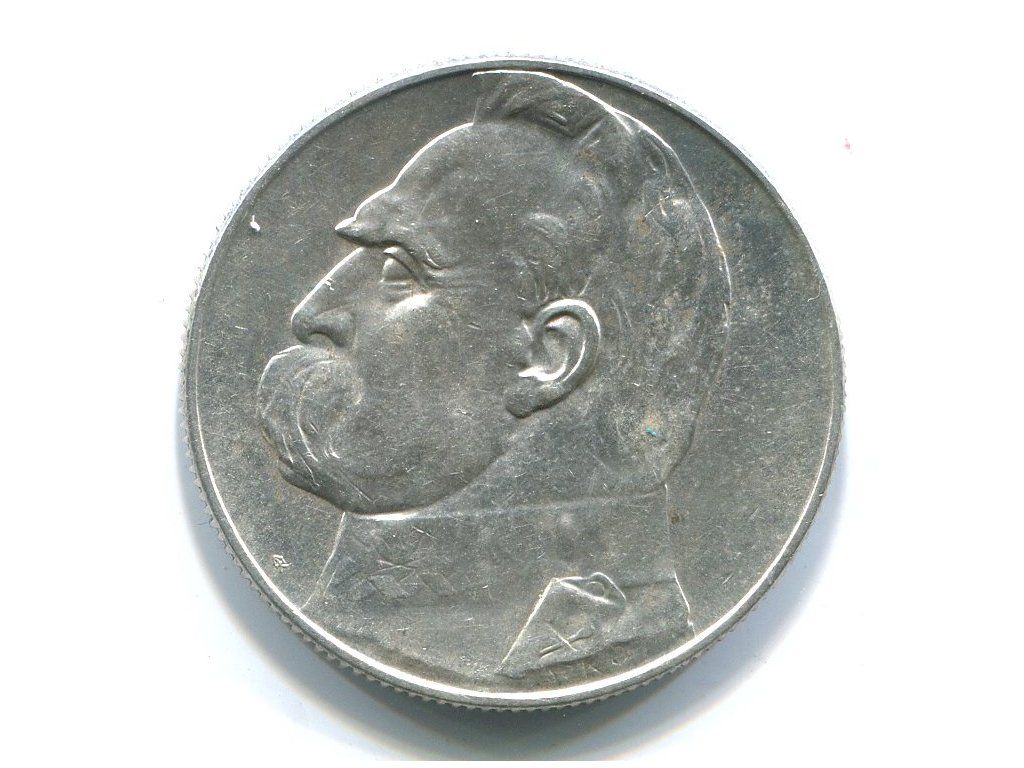 POLSKA. 5 złotych 1938. Piłsudski. Ag.