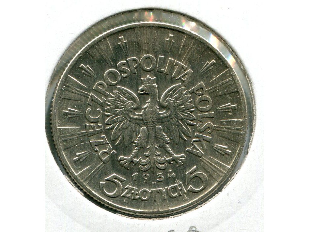 POLSKA. 5 złotych 1934. Piłsudski, Ag.