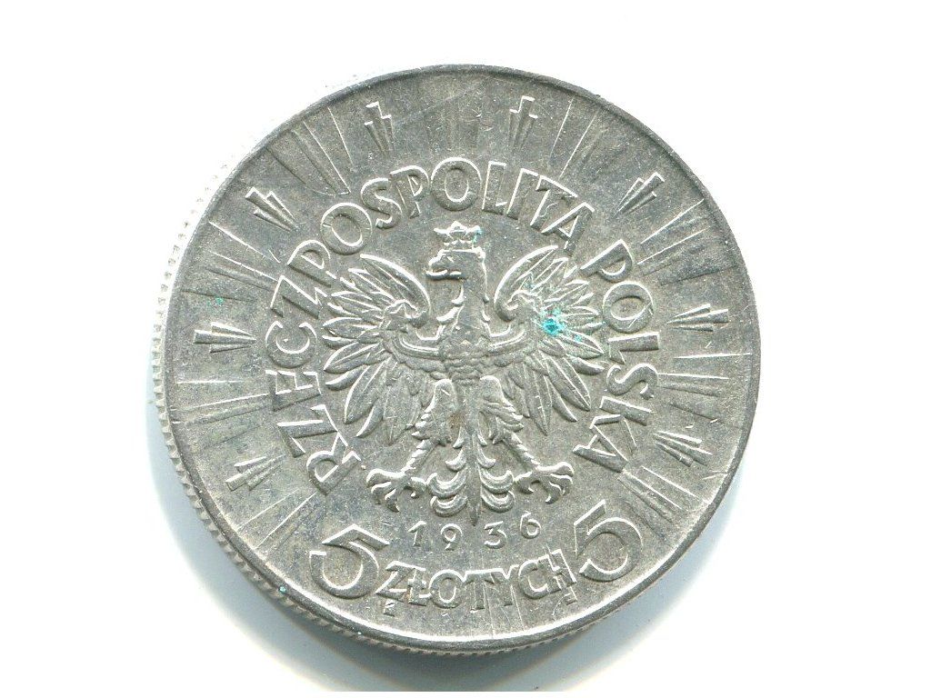 POLSKA. 5 złotych 1936. Piłsudski, Ag.