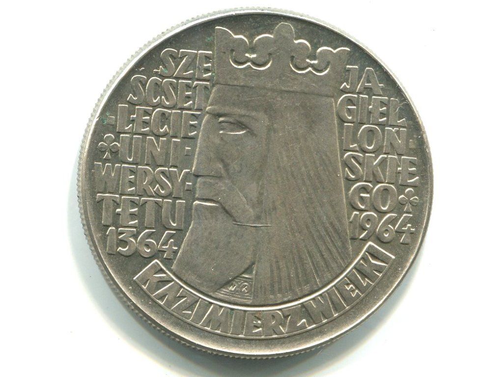 POLSKA. 10 złotych 1964. Król Kazimierz Wielki. Napis.
