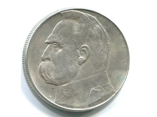 POLSKA. 10 złotych 1939. Piłsudski. Ag.
