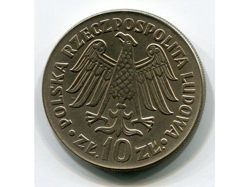 POLSKA. 10 złotych 1964. Król Kazimierz Wielki. Napis wypukły.