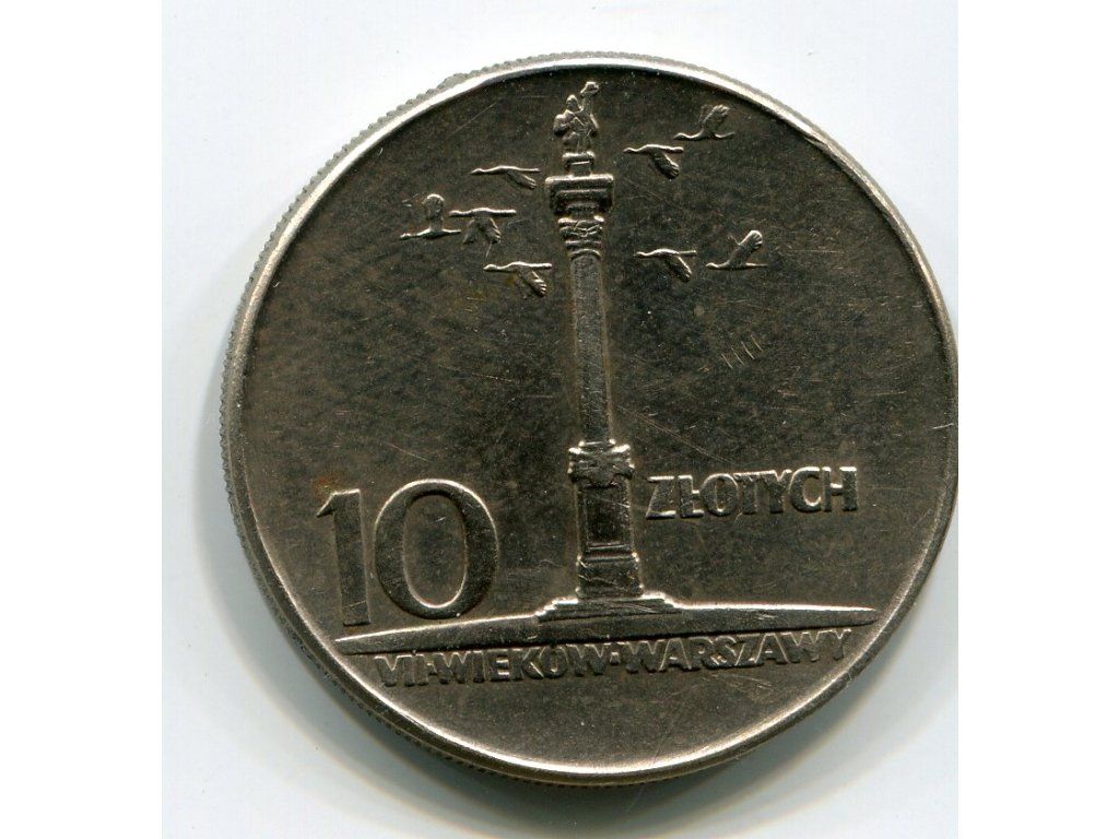 POLSKA. 10 złotych 1965. 700 lat Warszawy (Kolumna).