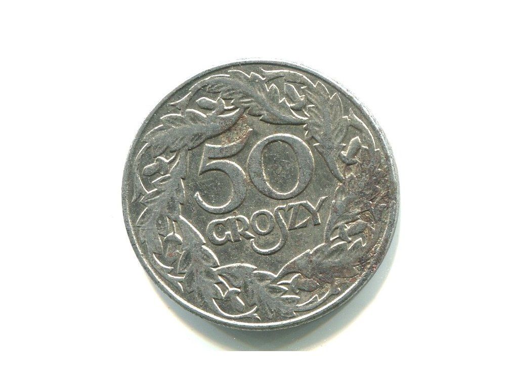 POLSKA. 50 groszy 1938. Fe, niklowany, znak mennicy.