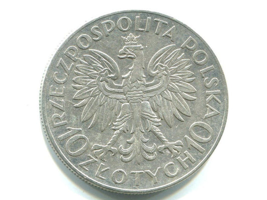 POLSKA. 10 złotych 1933. Sobieski. Ag.