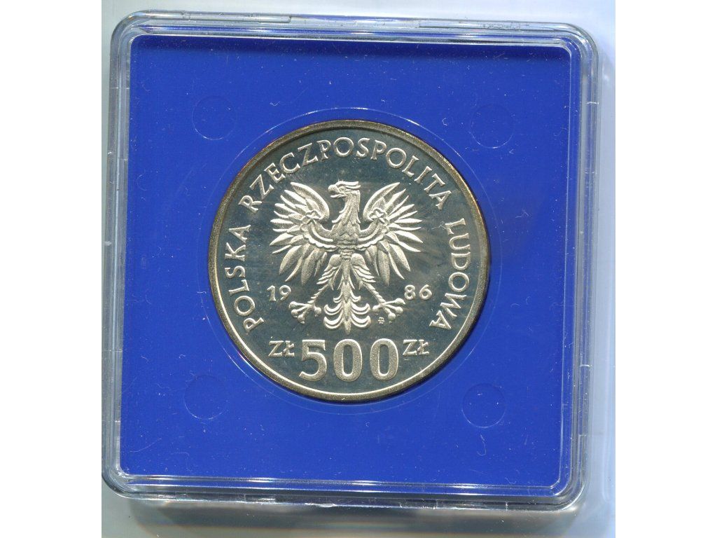 POLSKA. 500 złotych 1986. Puchar Świata - Meksyk `86. DOWÓD. Ag.